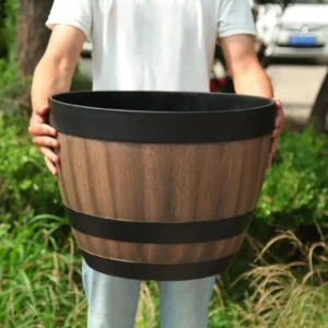 Barrel-style Plastic Flower Pot,