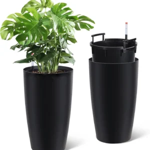 1-Pair Black Self-Watering Planters –
