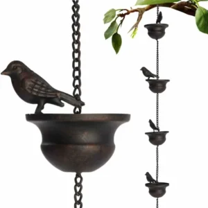 Creative Birds On Cups Metal Rain
