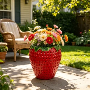 15'' tall Strawberry Shaped Planter Pot