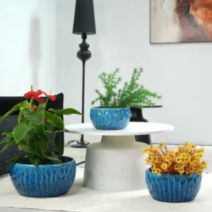 Handmade Glossy Lake Blue Ceramic Planters